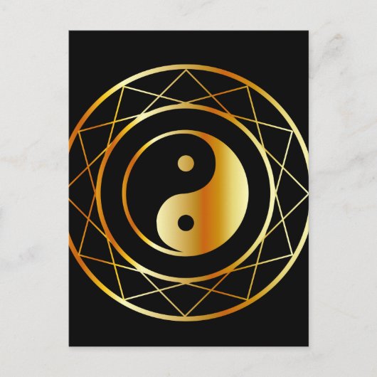 道教道教の黄金色の象徴 ポストカード (正面)