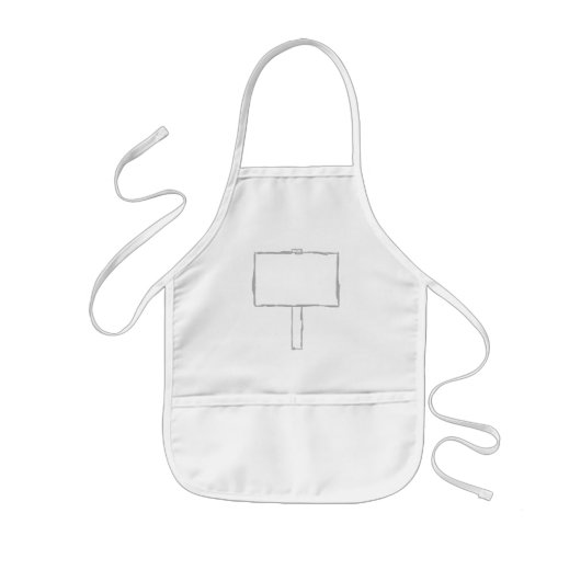 道標の通知。 灰色および白 子供用エプロン (正面)