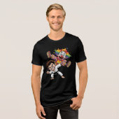 道着の男に石を投げられるピエロ トライブレンドＴシャツ (正面全面)