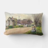 道端の女の子と村の春 ランバークッション (正面)