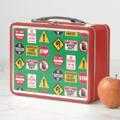 道路おもしろいシンボルや象徴ストップが警告を入力しない メタルランチボックス (インサイチュ)