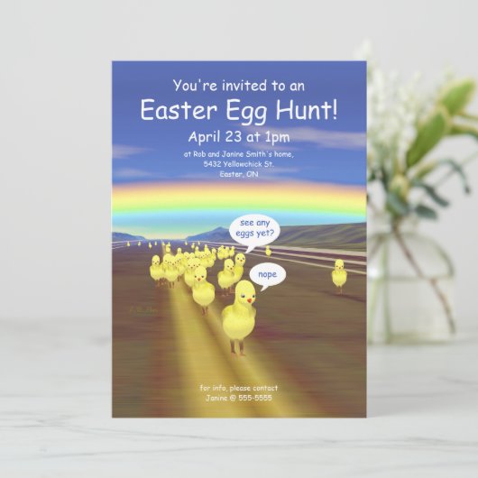 道路でイースターエッグをさがすひよこたち 招待状 (スタンド正面)