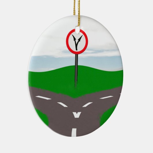 道路で決定をフォークする セラミックオーナメント (右)