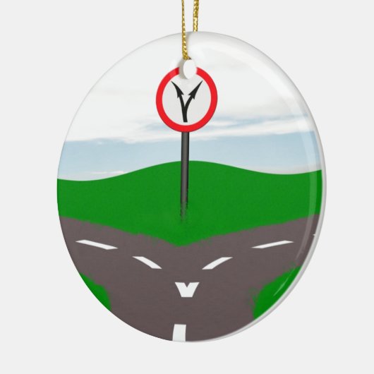 道路で決定をフォークする セラミックオーナメント (左)