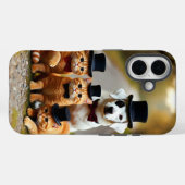 道路に佇む3匹のオレンジ色の猫と犬のスタジオ Case-Mate iPhoneケース (裏面 (横))