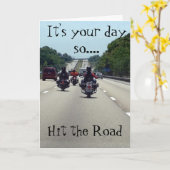 **道路に当たれ** =バイクスタイル誕生日 カード (黄色い花)