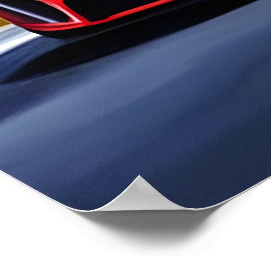 道路に2台の赤いスポーツカー | AIアートポスター ポスター (角)