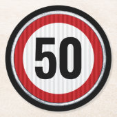 道路のカスタム看板を持つAGE誕生日パーティー ラウンドペーパーコースター (正面)