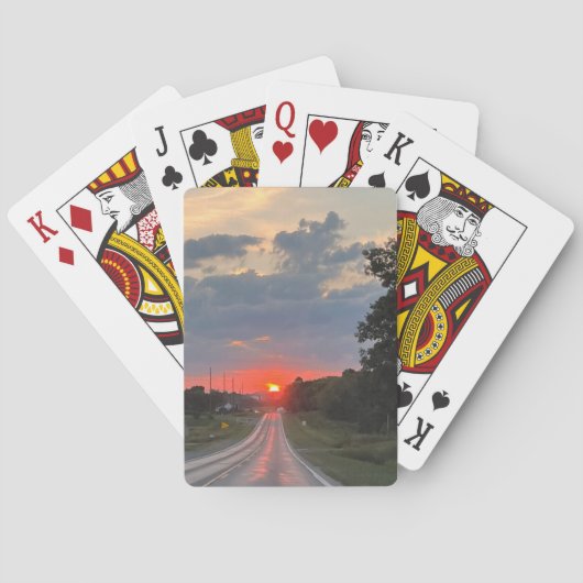道路のカード遊に夕日 トランプ (裏面)