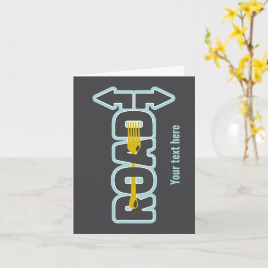 道路のタイポグラフィ文字アートのフォーク カード (黄色い花)