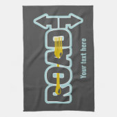 道路のタイポグラフィ文字アートのフォーク キッチンタオル (縦)