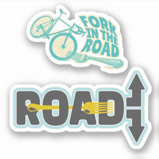 道路のタイポグラフィ文字アートのフォーク シール (正面)