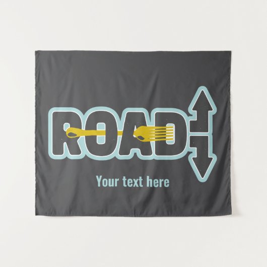 道路のタイポグラフィ文字アートのフォーク タペストリー (正面(横))