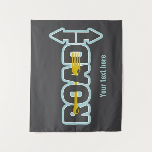 道路のタイポグラフィ文字アートのフォーク タペストリー (正面)