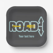 道路のタイポグラフィ文字アートのフォーク ペーパープレート (正面)