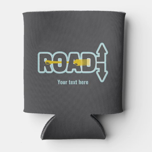 道路のタイポグラフィ文字アートのフォーク 缶クーラー (正面)