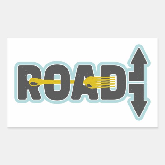 道路のタイポグラフィ文字アートのフォーク 長方形シール (正面)