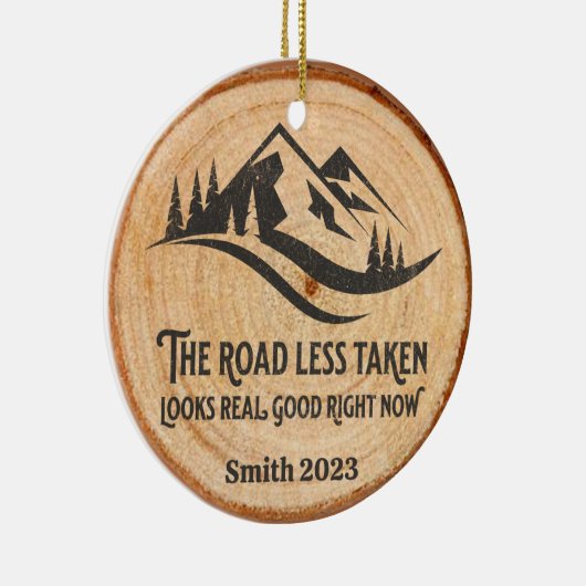 道路のパーソナライズされた移動が少ないクリスマス セラミックオーナメント (右)