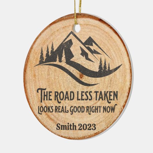 道路のパーソナライズされた移動が少ないクリスマス セラミックオーナメント (左)