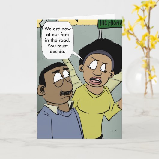 道路の分岐点 カード (黄色い花)