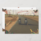 道路の大理石の空のコラ絵を描ージにバイク シーズンカード (正面/裏面)