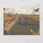 道路の大理石の空のコラ絵を描ージにバイク ポストカード (正面)