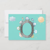 道路の少年の誕生日に車や車 サンキューカード (裏面)