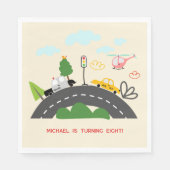 道路の少年の誕生日に車や車 スタンダードランチョンナプキン (正面)