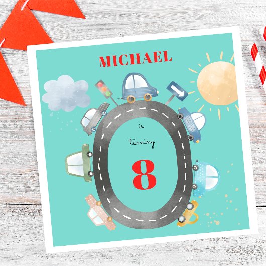 道路の少年の誕生日に車や車 スタンダードランチョンナプキン