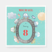 道路の少年の誕生日に車や車 スタンダードランチョンナプキン (正面)