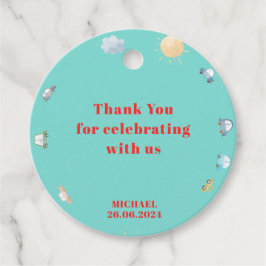 道路の少年の誕生日に車や車 フェイバータグ