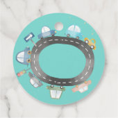 道路の少年の誕生日に車や車 フェイバータグ (裏面)