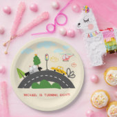 道路の少年の誕生日に車や車 ペーパープレート (パーティー)
