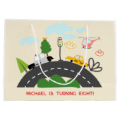 道路の少年の誕生日に車や車 ラージペーパーバッグ (裏面)