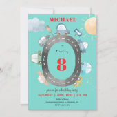 道路の少年の誕生日に車や車 招待状 (正面)