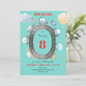 道路の少年の誕生日に車や車 招待状 (スタンド正面)