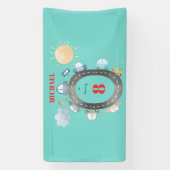 道路の少年の誕生日に車や車 横断幕 (縦)