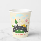 道路の少年の誕生日に車や車 紙コップ (正面)
