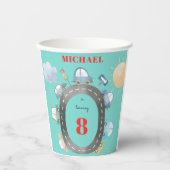 道路の少年の誕生日に車や車 紙コップ (正面)