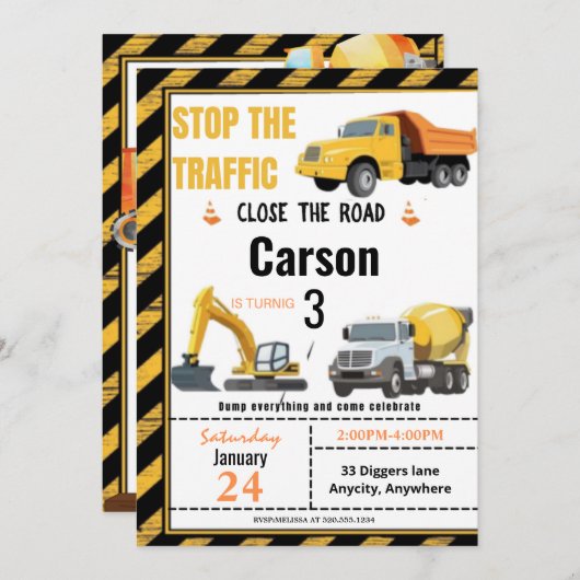 道路の誕生日違う招待状カードを閉じる (正面/裏面)