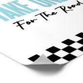 道路の赤いレースカーの好意サインに1つ ポスター (角)