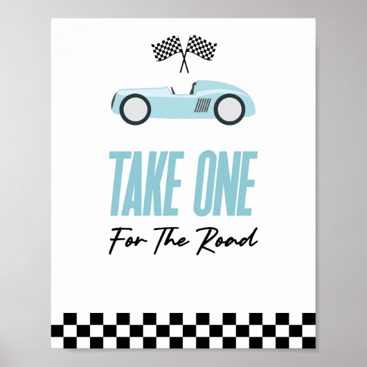 道路の赤いレースカーの好意サインに1つ ポスター (正面)