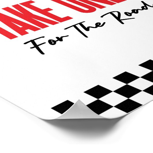 道路の赤いレースカーの好意サインに1つ ポスター (角)