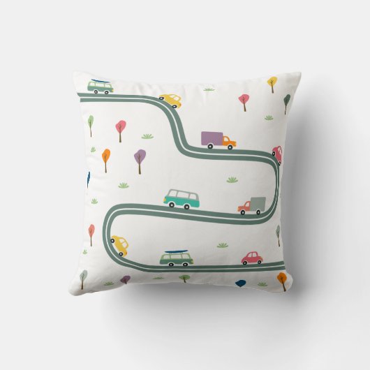 道路を曲がる車と車パーソナライズされた クッション (裏面)