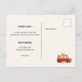 道路を移動する赤い車を移動した 案内ポストカード (裏面)