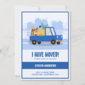 道路を移動する青い車を移動した 案内状 (正面)