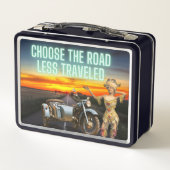 道路を選択する低旅おもしろい変更アート メタルランチボックス (裏面)