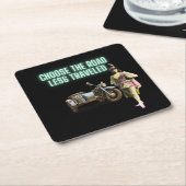 道路を選択する旅行済みおもしろい変更アートSq スクエアペーパーコースター (アングル)