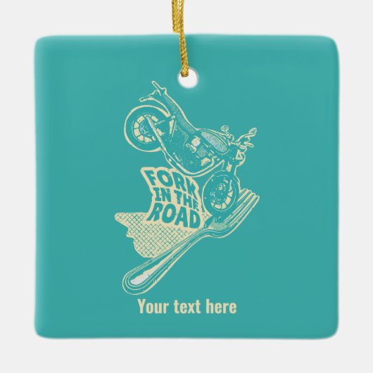 道路オートバイのクラッシュのフォーク セラミックオーナメント (正面)