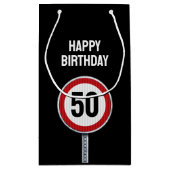 道路カスタム標識付きバッグAGE誕生日パーティー スモールペーパーバッグ (裏面)